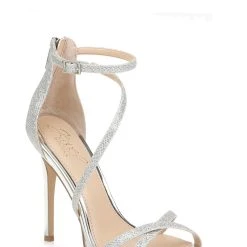 Jewel Badgley Mischka Galen Platform Glitter Evening Shoe -Badgley Mischka shop GALEN JW2368 SILGLT 1 FRONT VIEW 58442.1626906904