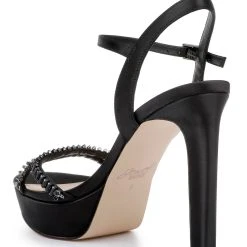 Jewel Badgley Mischka Gallant Platform Sandal -Badgley Mischka shop GALLANT JW4506 BLKSAT 3 63980.1661986539