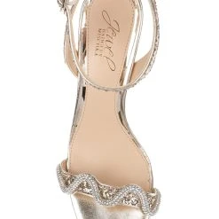 Jewel Badgley Mischka Gem Glitter Block Heel Sandal -Badgley Mischka shop GEM JW4512 GLDGLT 5 47047.1661986580