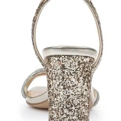 Jewel Badgley Mischka Gem Glitter Block Heel Sandal -Badgley Mischka shop GEM JW4512 GLDGLT 7 90452.1661986580
