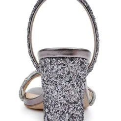 Jewel Badgley Mischka Gem Glitter Block Heel Sandal -Badgley Mischka shop GEM JW4512 SMKGLT 7 04136.1661986580