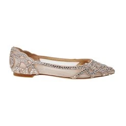 Badgley Mischka Gigi Pointed Toe Flat Evening Shoe -Badgley Mischka shop GIGI MP3522 LATTE 1.1200 11336 46657.1609311466