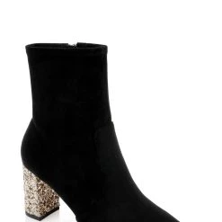 Jewel Badgley Mischka Gina Micro Suede Bootie -Badgley Mischka shop GINA JW4531 BLKGLD 1 31541.1661986748