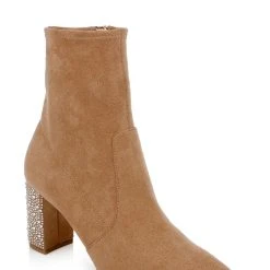 Jewel Badgley Mischka Gina Micro Suede Bootie -Badgley Mischka shop GINA JW4531 NUDMIC 1 24074.1662058458
