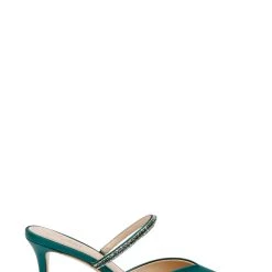 Jewel Badgley Mischka Jan Strappy Pointed Toe Stiletto -Badgley Mischka shop JAN JW4108 GRNSAT 2 71965.1659473606
