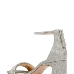 Badgley Mischka Kameryn Open-Toe Block Heel -Badgley Mischka shop KAMERYN MP6209 PLATNM 3 29315.1638394431
