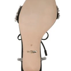 Badgley Mischka Kaycee Crystal Adorned Stiletto Heel -Badgley Mischka shop KAYCEE MP6220 BLKSAT 6 60385.1638395125
