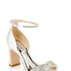 Badgley Mischka Kendall Crystal-Adorned Block Heel -Badgley Mischka shop KENDALL MP6223 WHTSAT 1 40846.1675301262