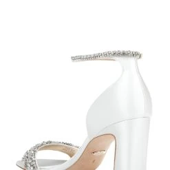 Badgley Mischka Kendall Crystal-Adorned Block Heel -Badgley Mischka shop KENDALL MP6223 WHTSAT 3 03132.1638394556