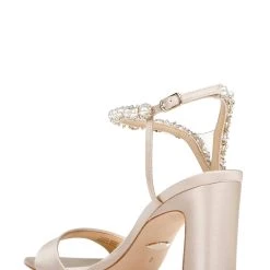 Badgley Mischka Korina Satin And Pearl Block Heel -Badgley Mischka shop KORINA MP6236 NUDSAT 3 79800.1638394650