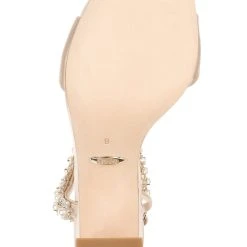 Badgley Mischka Korina Satin And Pearl Block Heel -Badgley Mischka shop KORINA MP6236 NUDSAT 6 53380.1638394650