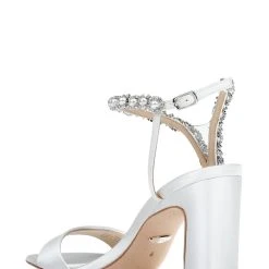 Badgley Mischka Korina Satin And Pearl Block Heel -Badgley Mischka shop KORINA MP6236 WHTSAT 3 92772.1638394650