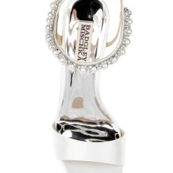 Badgley Mischka Korina Satin And Pearl Block Heel -Badgley Mischka shop KORINA MP6236 WHTSAT 5 15582.1638394650