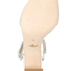 Badgley Mischka Korina Satin And Pearl Block Heel -Badgley Mischka shop KORINA MP6236 WHTSAT 6 49619.1638394650