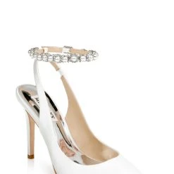 Badgley Mischka Kris Satin And Pearl Pointed Stiletto -Badgley Mischka shop KRIS MP6237 WHTSAT 1 79138.1638394657