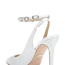 Badgley Mischka Kris Satin And Pearl Pointed Stiletto -Badgley Mischka shop KRIS MP6237 WHTSAT 3 89360.1638394657