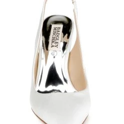 Badgley Mischka Kris Satin And Pearl Pointed Stiletto -Badgley Mischka shop KRIS MP6237 WHTSAT 4 32540.1638394657