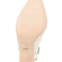 Badgley Mischka Kris Satin And Pearl Pointed Stiletto -Badgley Mischka shop KRIS MP6237 WHTSAT 6 91282.1638394657