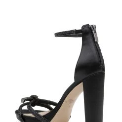 Jewel Badgley Mischka Lexie Knotted Platform Block Heel -Badgley Mischka shop LEXIE JW4213 BLKSAT 3 64824.1639523690