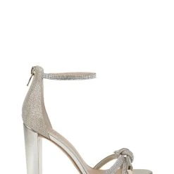 Jewel Badgley Mischka Lexie Knotted Platform Block Heel -Badgley Mischka shop LEXIE JW4213 GLDFAB 2 70608.1639523690