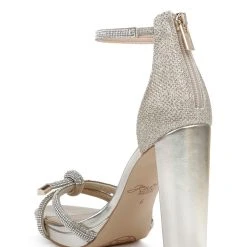 Jewel Badgley Mischka Lexie Knotted Platform Block Heel -Badgley Mischka shop LEXIE JW4213 GLDFAB 3 75419.1639523690