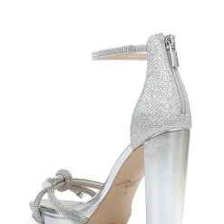 Jewel Badgley Mischka Lexie Knotted Platform Block Heel -Badgley Mischka shop LEXIE JW4213 SILFAB 3 60964.1639523690