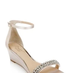 Jewel Badgley Mischka Lora Low Wedge Sandals
