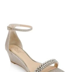Jewel Badgley Mischka Lora Low Wedge Sandals -Badgley Mischka shop LORA JW4223 GLDGLT 1 09099.1645043539
