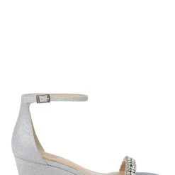 Jewel Badgley Mischka Lora Low Wedge Sandals -Badgley Mischka shop LORA JW4223 SILGLT 2 83912.1645043539