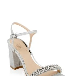 Jewel Badgley Mischka Lori Block Heel -Badgley Mischka shop LORI JW4225 SILGLT 1 98029.1673490356
