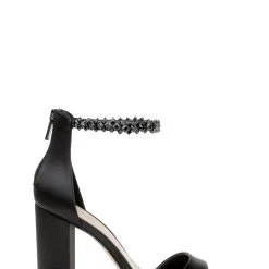 Jewel Badgley Mischka Louise Peep-Toe Block Heel -Badgley Mischka shop LOUISE JW4228 BLKSAT 2 93860.1639523804