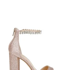 Jewel Badgley Mischka Louise Peep-Toe Block Heel -Badgley Mischka shop LOUISE JW4228 ROSGLT 2 64151.1639523804