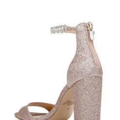 Jewel Badgley Mischka Louise Peep-Toe Block Heel -Badgley Mischka shop LOUISE JW4228 ROSGLT 3 83504.1639523804
