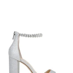 Jewel Badgley Mischka Louise Peep-Toe Block Heel -Badgley Mischka shop LOUISE JW4228 SILGTL 2 26797.1639523804