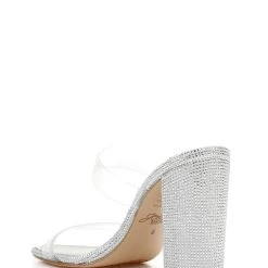 Jewel Badgley Mischka Lucero Block Heel Slide -Badgley Mischka shop LUCRO JW4230 CLR 3 33271.1639523829
