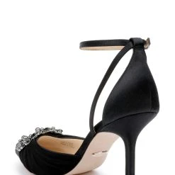 Badgley Mischka Nisha Ankle Strap Stiletto -Badgley Mischka shop NISHA MP6522 BLKSAT 3 68121.1658772352