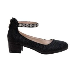 Badgley Mischka Girls' Glitter Mesh Block Heel -Badgley Mischka shop O BM90021MBLK 2 36246.1629746543