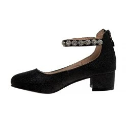 Badgley Mischka Girls' Glitter Mesh Block Heel -Badgley Mischka shop O BM90021MBLK 3 83124.1629746543