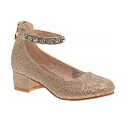 Badgley Mischka Girls' Glitter Mesh Block Heel