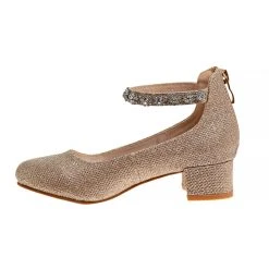 Badgley Mischka Girls' Glitter Mesh Block Heel -Badgley Mischka shop O BM90021MCHAM 3 05777.1629746543