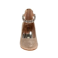 Badgley Mischka Girls' Glitter Mesh Block Heel -Badgley Mischka shop O BM90021MCHAM 5 62034.1629746543