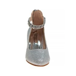 Badgley Mischka Girls' Glitter Mesh Block Heel -Badgley Mischka shop O BM90021MSILV 5 07382.1629746543