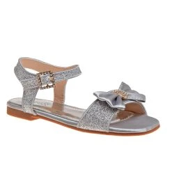 Badgley Mischka Girls’ Open-Toe Glitter & Bow Sandals -Badgley Mischka shop O BM91280S SILVER 1 78710.1650920266