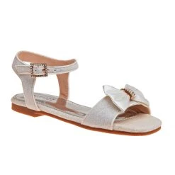 Badgley Mischka Girls’ Open-Toe Glitter & Bow Sandals