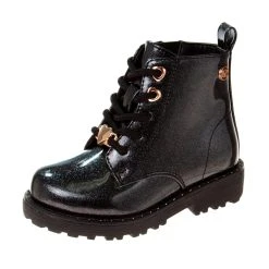 Badgley Mischka Girls’ Glitter Bootie With Bronze Charms