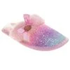 Badgley Mischka Girls’ Glitter Scuff Slippers With Faux-Fur Lining