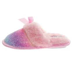 Badgley Mischka Girls’ Glitter Scuff Slippers With Faux-Fur Lining -Badgley Mischka shop O BM92064H PKMT 3 80788.1670957569