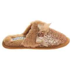 Badgley Mischka Girls’ Glitter Scuff Slippers With Faux-Fur Lining -Badgley Mischka shop O BM92064H ROSG 2 73687.1670963975