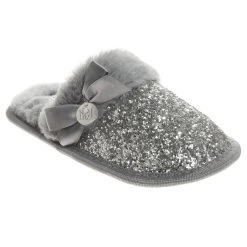 Badgley Mischka Girls’ Glitter Scuff Slippers With Faux-Fur Lining -Badgley Mischka shop O BM92064H SILV 1 10433.1670963975