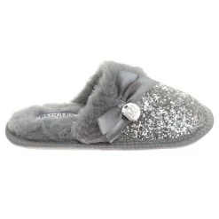 Badgley Mischka Girls’ Glitter Scuff Slippers With Faux-Fur Lining -Badgley Mischka shop O BM92064H SILV 2 16195.1670963975